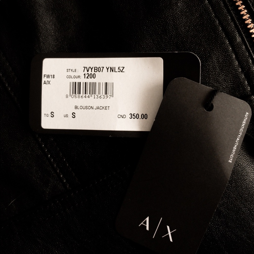 ♥️SOLD Armani Exhange Black Blouson Leather Jacket - Picture 9 of 9